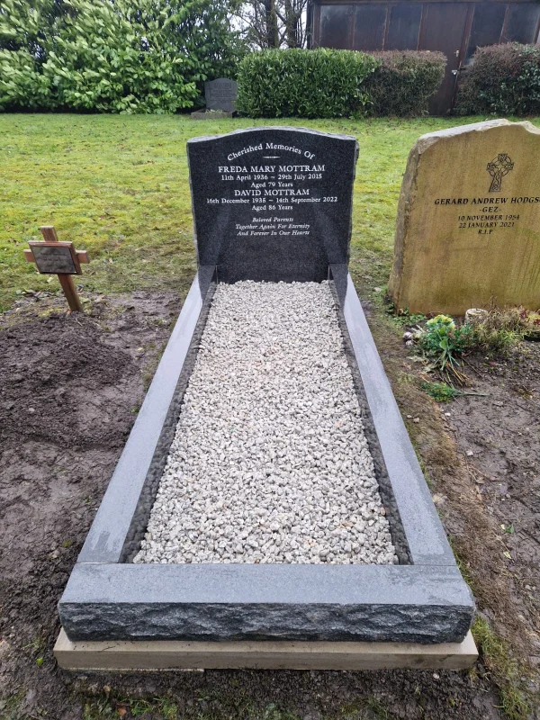 Dark Grey Granite Pitched Edges Headstone - Image 2