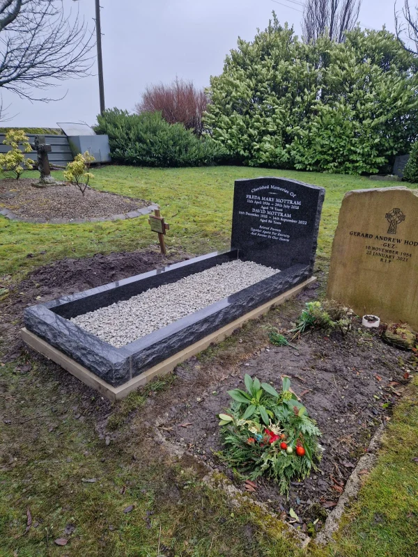 Dark Grey Granite Pitched Edges Headstone - Image 3