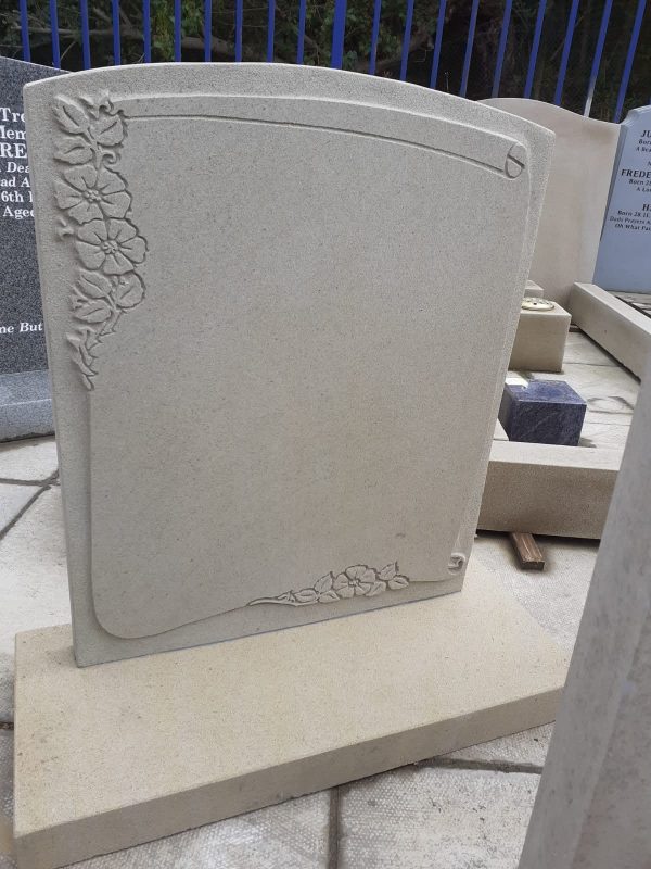 Scroll and Roses Headstone