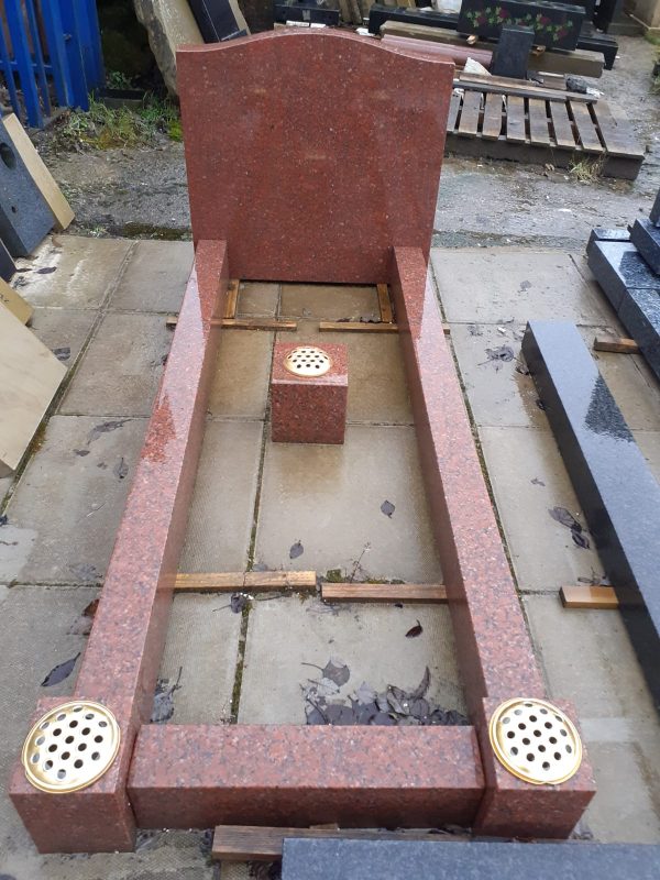 Red Granite Headstone & Kerbset Memorial